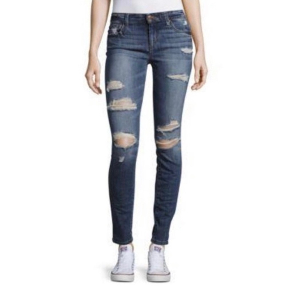 Joe's Jeans Kency Skinny Ankle Distressed Denim 31 Grunge Rocker Urban Ripped